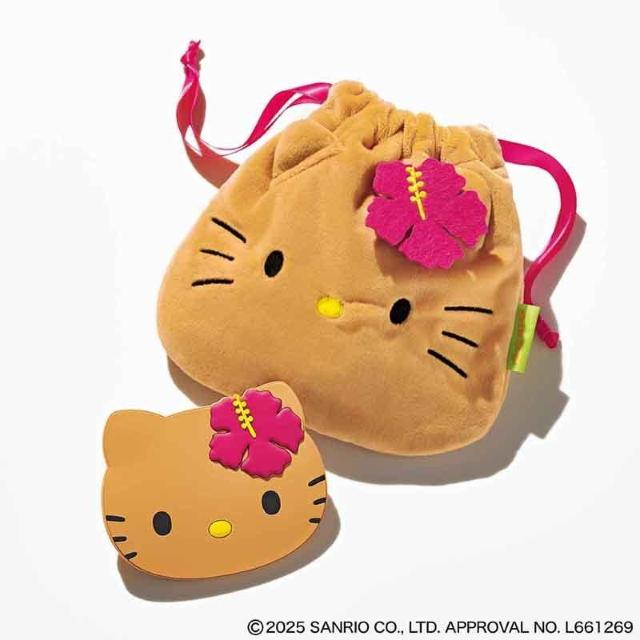 日焼けハローキティ巾着&フェイス形ミラー/sweet2025年9月号増刊付録 < おもちゃ  日焼けハローキティ巾着&フェイス形ミラー/sweet2025年9月号増刊付録  < おもちゃの