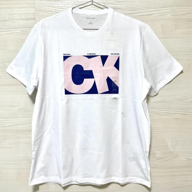 カルバンクラインジーンズ Tシャツ L 半袖 プリント コットン 白 ホワイト < 男性ファッション カルバンクラインジーンズ Tシャツ L 半袖 プリント コットン 白 ホワイト < 男性ファッションの