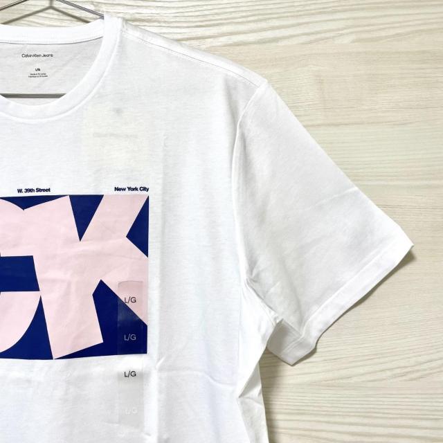 カルバンクラインジーンズ Tシャツ L 半袖 プリント コットン 白 ホワイト < 男性ファッション カルバンクラインジーンズ Tシャツ L 半袖 プリント コットン 白 ホワイト < 男性ファッションの