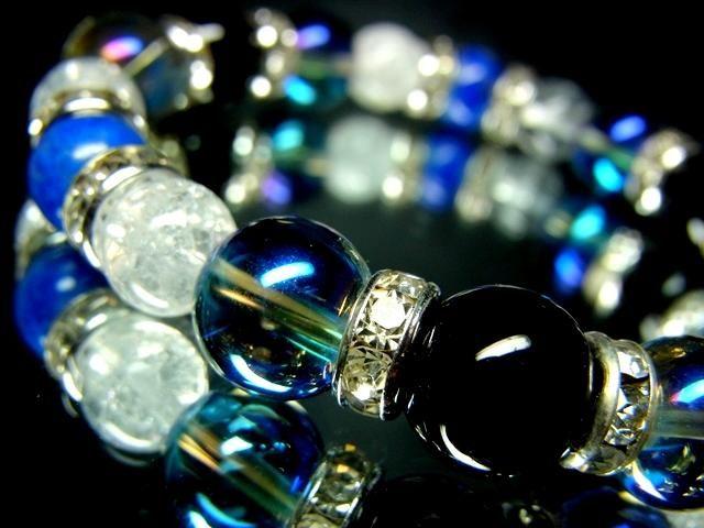 オニキス§ブルーオーラ10ミリ§クラック水晶ラピスラズリ8ミリ金ロンデル < 女性アクセサリー/時計  オニキス§ブルーオーラ10ミリ§クラック水晶ラピスラズリ8ミリ金ロンデル < 女性アクセサリー/時計の