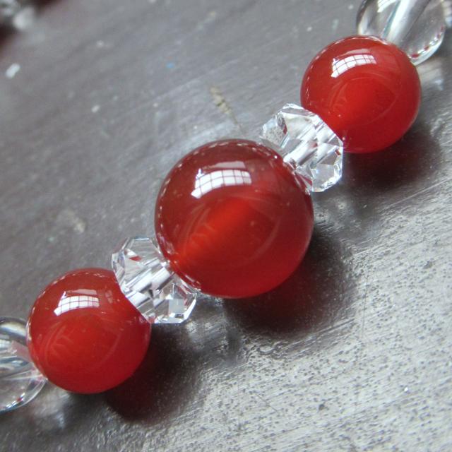 カーネリアンx水晶ブレスレット < 女性アクセサリー/時計 カーネリアンx水晶ブレスレット < 女性アクセサリー/時計の