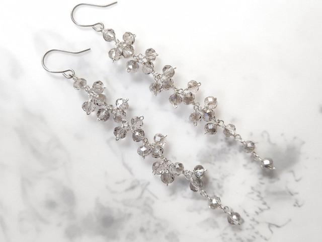 SF*カットガラスのふさふさピアス*メタリック 22031 < 女性ファッション  SF*カットガラスのふさふさピアス*メタリック 22031  < 女性ファッションの