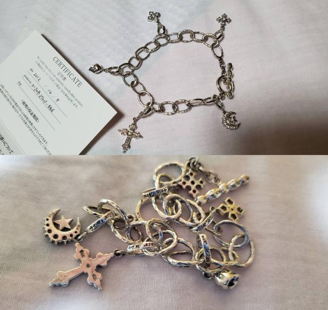 正規 ローリーロドキン mixアイコンチャームブレスレット SV クレセントムーン ゴシッククロス スカル 保証書有 < ブランド 正規 ローリーロドキン mixアイコンチャームブレスレット SV クレセントムーン ゴシッククロス スカル 保証書有 < ブランドの