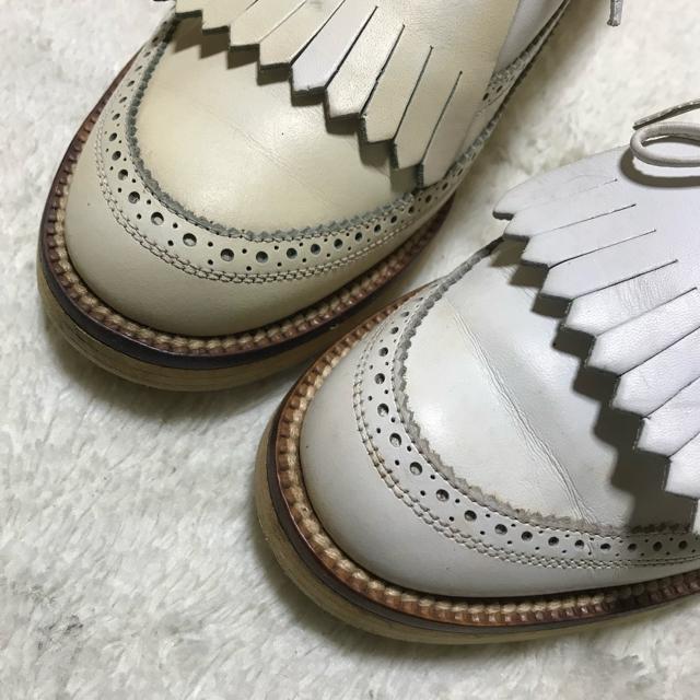 激レア オールドグッチ ウイングチップ ゴルフシューズ 37 24cm 白 < ブランド  激レア オールドグッチ ウイングチップ ゴルフシューズ 37 24cm 白 < ブランドの