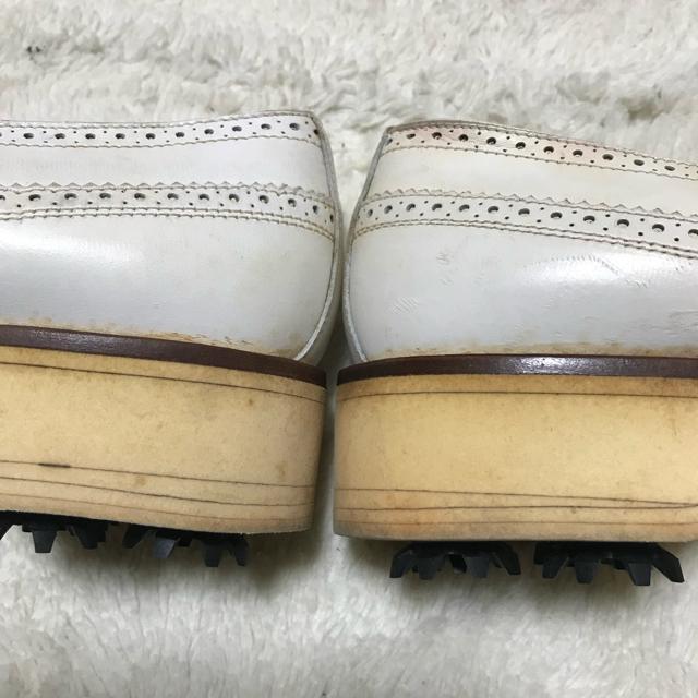 激レア オールドグッチ ウイングチップ ゴルフシューズ 37 24cm 白 < ブランド  激レア オールドグッチ ウイングチップ ゴルフシューズ 37 24cm 白 < ブランドの