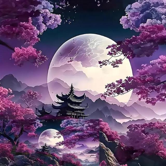 爆ヤス価格790円★モダンな抽象山水油絵、紫色の背景、月、木、ポスター、ヴィンテージインク、アートプリント50cm×〜100cm  < インテリア/ライフ  爆ヤス価格790円★モダンな抽象山水油絵、紫色の背景、月、木、ポスター、ヴィンテージインク、アートプリント50cm×〜100cm  < インテリア/ライフの