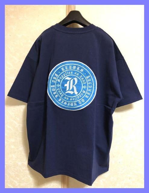 ☆モノマート☆ビッグワッペンロゴオーバーサイズユニセックスTシャツ紺L☆ < 男性ファッション  ☆モノマート☆ビッグワッペンロゴオーバーサイズユニセックスTシャツ紺L☆ < 男性ファッションの