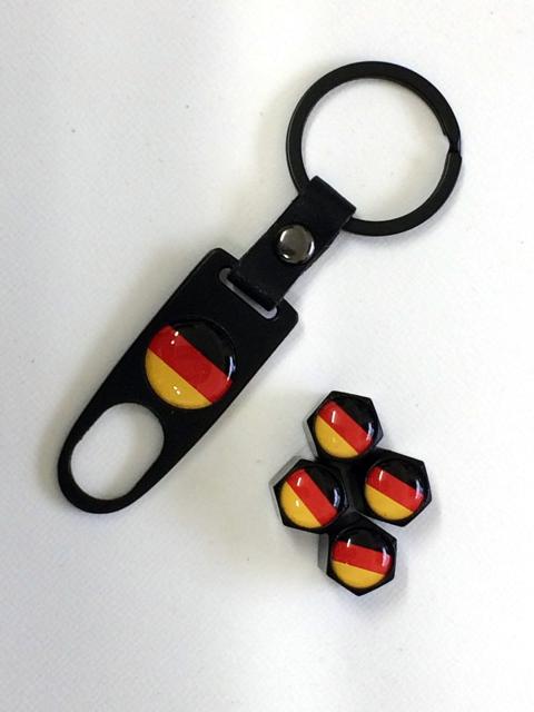 国旗柄 汎用 エアバルブ キャップ ドイツ キーホルダー付 < 自動車/バイク 国旗柄 汎用 エアバルブ キャップ ドイツ キーホルダー付 < 自動車/バイク