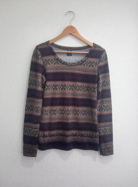 レトロ クラシック柄 長袖 ニット セーター < 女性ファッション  レトロ クラシック柄 長袖 ニット セーター  < 女性ファッションの