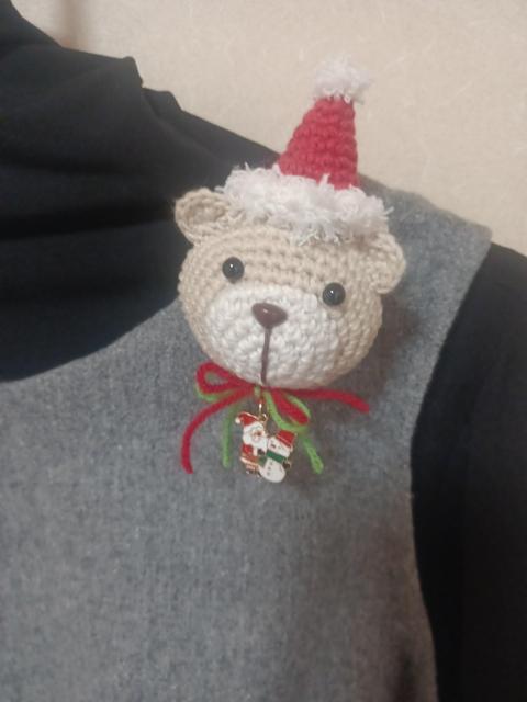 ☆Hand made☆ X'MAS*クマさんのブローチ*あみぐるみ < 女性ファッション ☆Hand made☆ X'MAS*クマさんのブローチ*あみぐるみ < 女性ファッションの