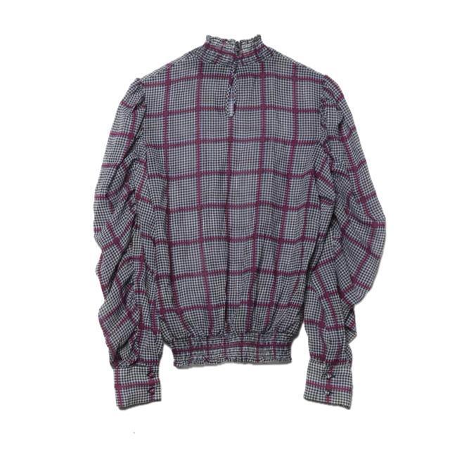Rodeo Crowns チェック柄 シフォン パフスリーブ 長袖 ブラウス < ブランド Rodeo Crowns チェック柄 シフォン パフスリーブ 長袖 ブラウス < ブランドの