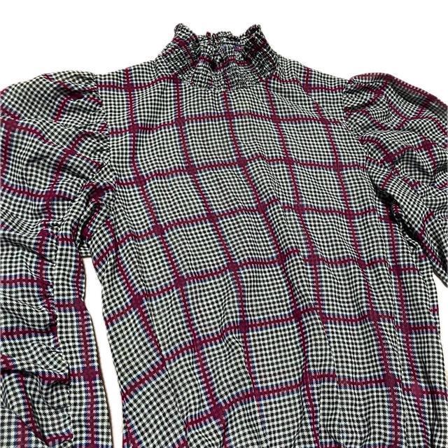 Rodeo Crowns チェック柄 シフォン パフスリーブ 長袖 ブラウス < ブランド Rodeo Crowns チェック柄 シフォン パフスリーブ 長袖 ブラウス < ブランドの