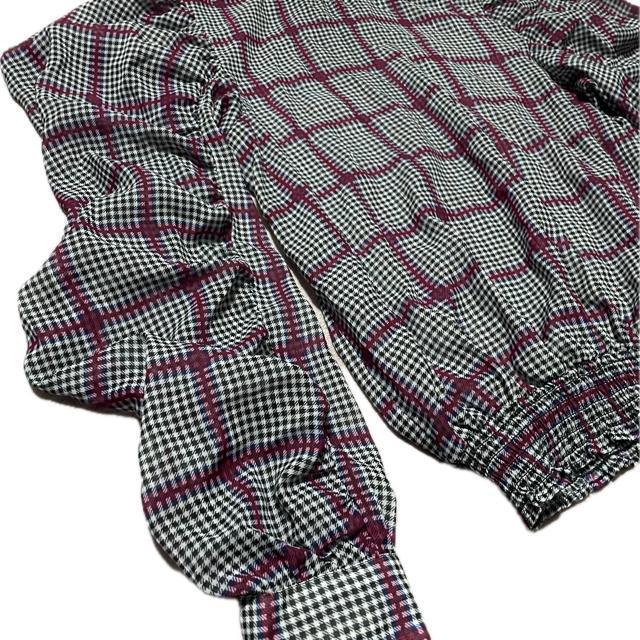 Rodeo Crowns チェック柄 シフォン パフスリーブ 長袖 ブラウス < ブランド Rodeo Crowns チェック柄 シフォン パフスリーブ 長袖 ブラウス < ブランドの