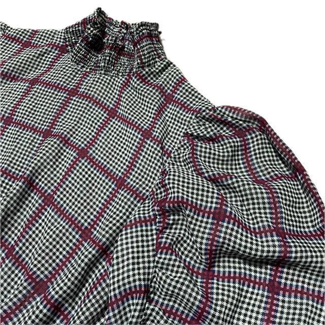 Rodeo Crowns チェック柄 シフォン パフスリーブ 長袖 ブラウス < ブランド Rodeo Crowns チェック柄 シフォン パフスリーブ 長袖 ブラウス < ブランドの
