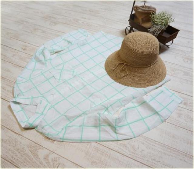 新品 透け感がある水彩タッチ チェックシャツ 綿100% < 女性ファッション  新品 透け感がある水彩タッチ チェックシャツ 綿100% < 女性ファッションの