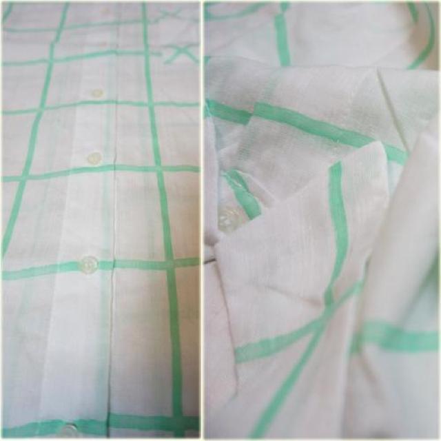 新品 透け感がある水彩タッチ チェックシャツ 綿100% < 女性ファッション  新品 透け感がある水彩タッチ チェックシャツ 綿100% < 女性ファッションの