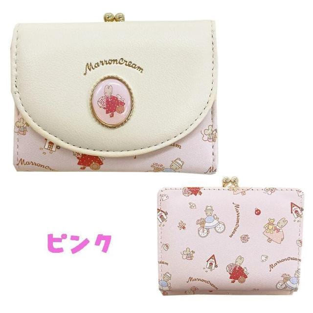 マロンクリーム 財布 口金 三つ折り がま口 ウォレット サンリオ ピンク < 女性ファッション マロンクリーム 財布 口金 三つ折り がま口 ウォレット サンリオ ピンク < 女性ファッションの