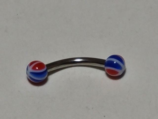 送料無料/サージカルステンレスボディピアス16G/ポスト1cm/マーブルブルー&レッド < 男性アクセサリー/時計  送料無料/サージカルステンレスボディピアス16G/ポスト1cm/マーブルブルー&レッド  < 男性アクセサリー/時計の