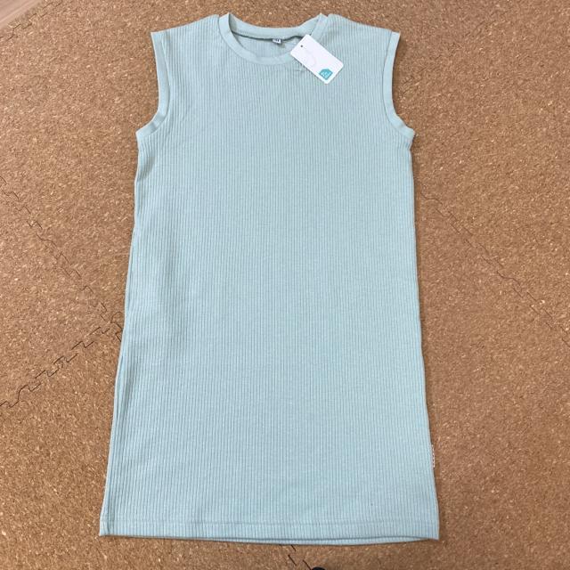 新品タグ付き140ノースリーブワンピース ミントカラー.19 < キッズ/ベビー  新品タグ付き140ノースリーブワンピース ミントカラー.19  < キッズ/ベビーの