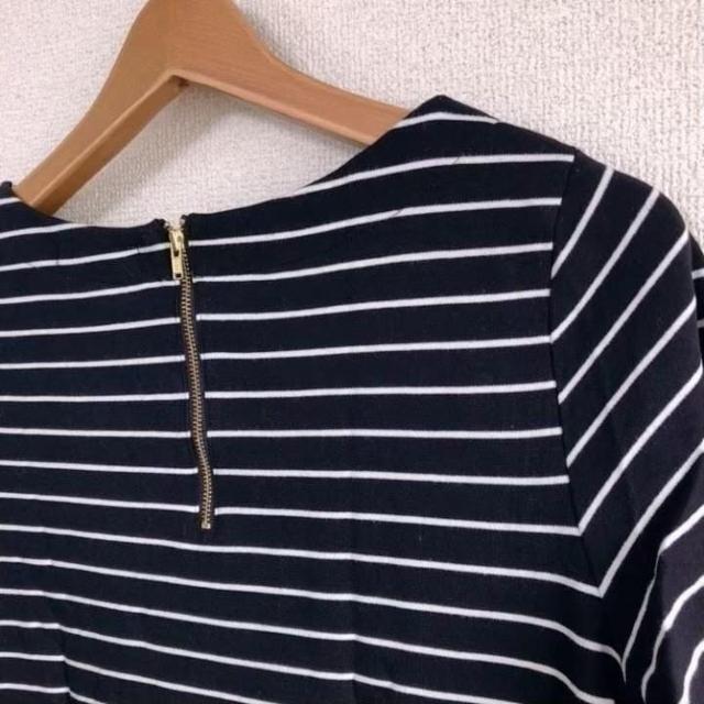 ◆ボーダー七分袖ミニワンピ◆ネイビー×ホワイトM*しっかり生地♪レギンスコーデ < 女性ファッション ◆ボーダー七分袖ミニワンピ◆ネイビー×ホワイトM*しっかり生地♪レギンスコーデ < 女性ファッションの