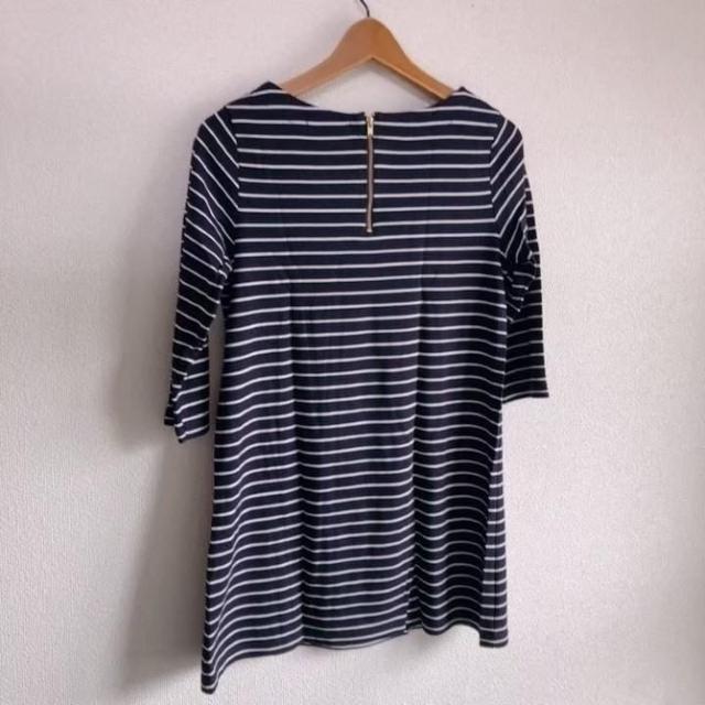 ◆ボーダー七分袖ミニワンピ◆ネイビー×ホワイトM*しっかり生地♪レギンスコーデ < 女性ファッション ◆ボーダー七分袖ミニワンピ◆ネイビー×ホワイトM*しっかり生地♪レギンスコーデ < 女性ファッションの