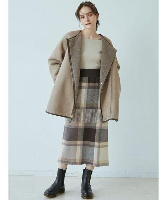 定価14,300円【美品】ラグナムーン●ワイドチェックニットタイトスカート●M ベージュ●タイトスカート ニットスカート < ブランド 定価14,300円【美品】ラグナムーン●ワイドチェックニットタイトスカート●M ベージュ●タイトスカート ニットスカート < ブランドの