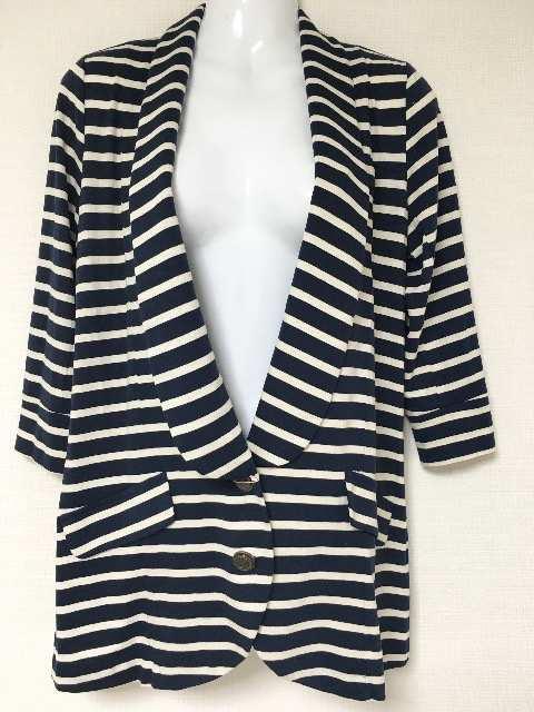 MIIAルーミーズネイビーオフホワイトボーダーテロンチジャケット < ブランド MIIAルーミーズネイビーオフホワイトボーダーテロンチジャケット < ブランドの