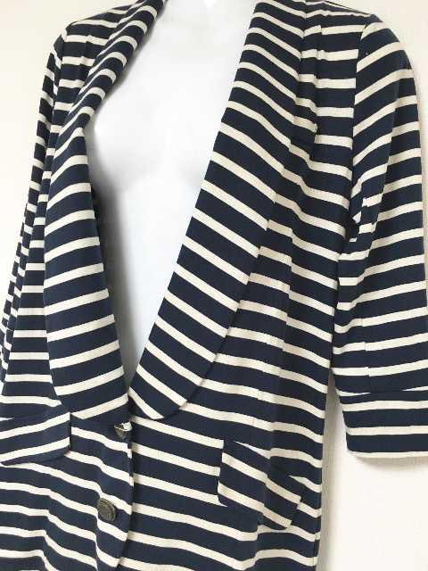 MIIAルーミーズネイビーオフホワイトボーダーテロンチジャケット < ブランド MIIAルーミーズネイビーオフホワイトボーダーテロンチジャケット < ブランドの