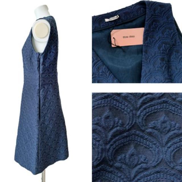 新品ミュウミュウmiu miuジャガード織りVネック ワンピ < ブランド 新品ミュウミュウmiu miuジャガード織りVネック ワンピ < ブランドの