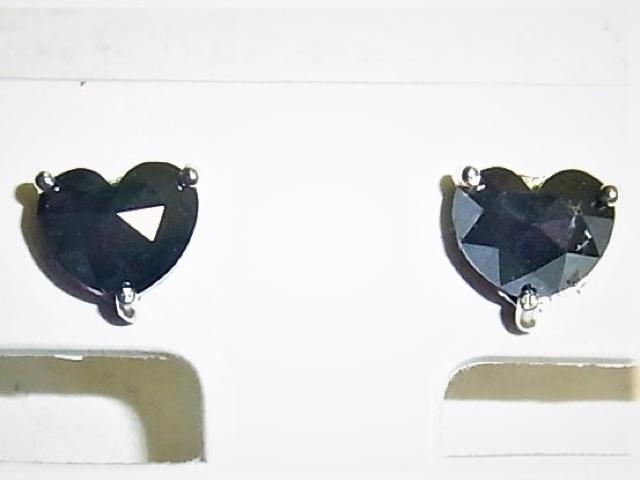 Pt900プラチナ スタッド ピアス ブラックダイヤ0.66×2 ハート型 < 女性アクセサリー/時計  Pt900プラチナ スタッド ピアス ブラックダイヤ0.66×2 ハート型  < 女性アクセサリー/時計の
