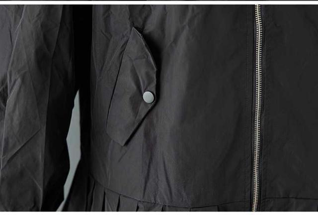 ジップアップ ジャケット ダブルファスナー プリーツ 切り替え リブ付き 光沢感 ブラック 大きいサイズ < 女性ファッション ジップアップ ジャケット ダブルファスナー プリーツ 切り替え リブ付き 光沢感 ブラック 大きいサイズ < 女性ファッションの