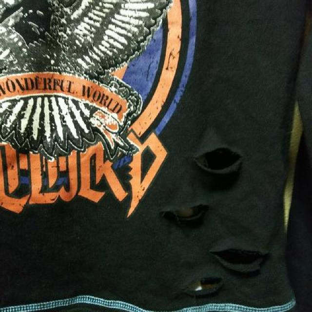 新品★タンク付イーグルプリントダメージカットソー/黒M < 女性ファッション  新品★タンク付イーグルプリントダメージカットソー/黒M < 女性ファッションの