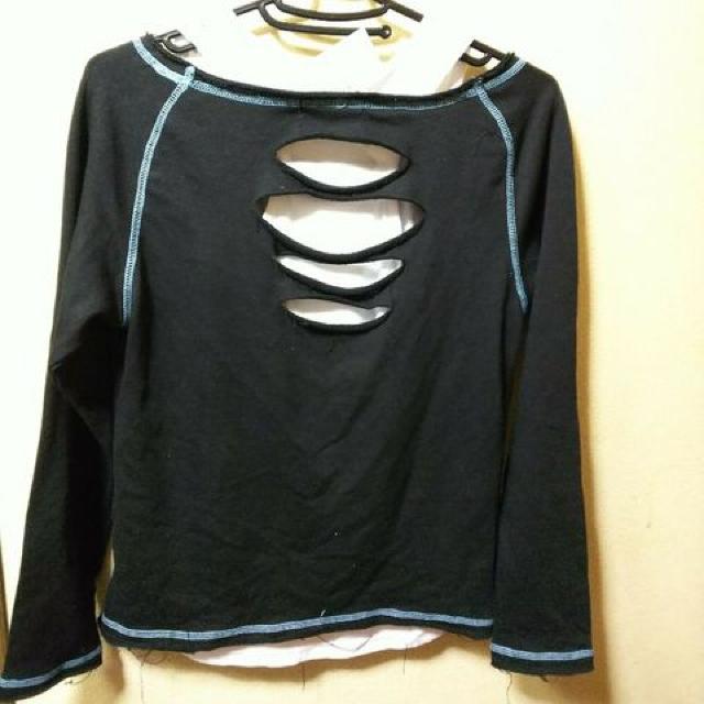 新品★タンク付イーグルプリントダメージカットソー/黒M < 女性ファッション  新品★タンク付イーグルプリントダメージカットソー/黒M < 女性ファッションの