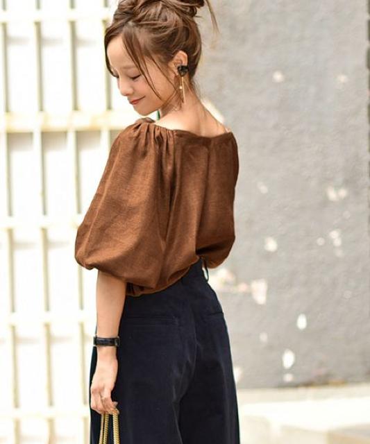 田中亜希子さん【新品】coca●しっとりなめらかバルーンスリーブ●茶ブラウン < 女性ファッション  田中亜希子さん【新品】coca●しっとりなめらかバルーンスリーブ●茶ブラウン < 女性ファッションの