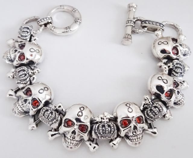 シルバー925 6クラウンスカルブレス ルビー < 男性アクセサリー/時計 シルバー925 6クラウンスカルブレス ルビー < 男性アクセサリー/時計の