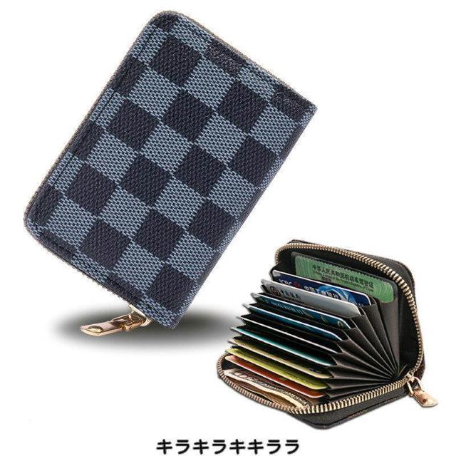 《New》格子チェック柄★大容量11ポケット★180度開くジャバラ式*カードケース<ブラック> < 男性ファッション  《New》格子チェック柄★大容量11ポケット★180度開くジャバラ式*カードケース<ブラック> < 男性ファッションの