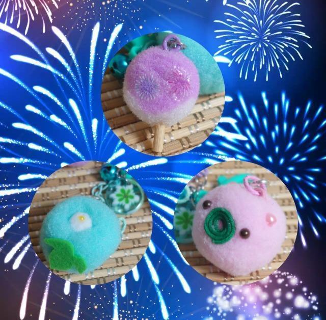ハンドメイド♪ポンポン和菓子ジャラジャラチャーム☆朝顔・水色☆ < ペット/手芸/園芸  ハンドメイド♪ポンポン和菓子ジャラジャラチャーム☆朝顔・水色☆ < ペット/手芸/園芸の