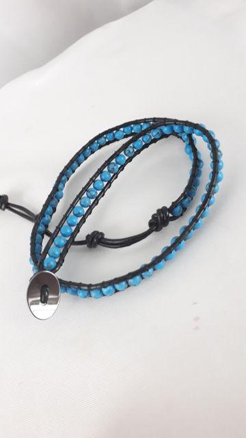 ★夏にこれ!天然石★ターコイズ2重ラップブレス★男女兼用 < 女性アクセサリー/時計 ★夏にこれ!天然石★ターコイズ2重ラップブレス★男女兼用 < 女性アクセサリー/時計の