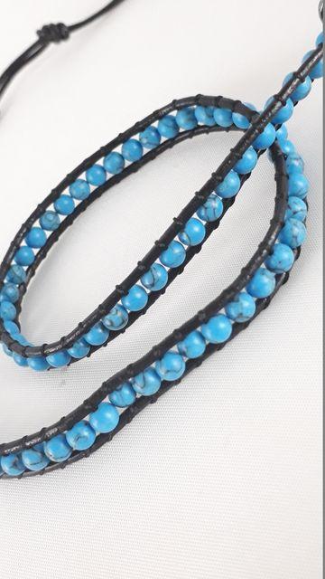 ★夏にこれ!天然石★ターコイズ2重ラップブレス★男女兼用 < 女性アクセサリー/時計 ★夏にこれ!天然石★ターコイズ2重ラップブレス★男女兼用 < 女性アクセサリー/時計の