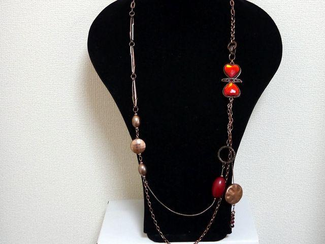 新品アンティーク調個性派ハートストーンエスニックネックレス < 女性アクセサリー/時計  新品アンティーク調個性派ハートストーンエスニックネックレス < 女性アクセサリー/時計の