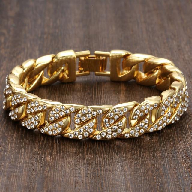 金メッキ ブレスレット4面カット喜平 ラインストーン新品!。 < 男性アクセサリー/時計  金メッキ ブレスレット4面カット喜平 ラインストーン新品!。  < 男性アクセサリー/時計の