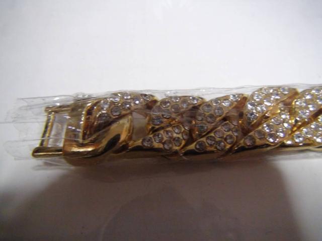 金メッキ ブレスレット4面カット喜平 ラインストーン新品!。 < 男性アクセサリー/時計  金メッキ ブレスレット4面カット喜平 ラインストーン新品!。 < 男性アクセサリー/時計の