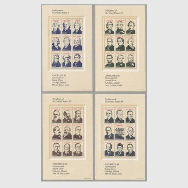 アメリカ切手 1986年国際切手展AMERIPEX86 小型シート4種 < ホビー アメリカ切手 1986年国際切手展AMERIPEX86 小型シート4種 < ホビーの