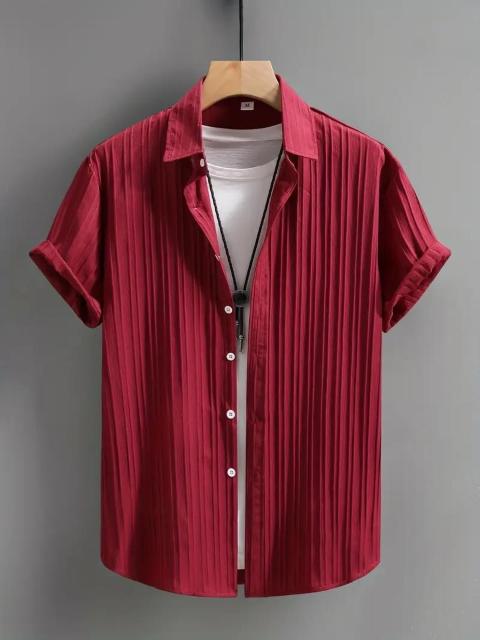 超お買い得1190円★メンズ半袖ボタンアップシャツ - ブラック縦ストライプポリエステル生地 USAサイズM(日本サイズXL相当) < 男性ファッション  超お買い得1190円★メンズ半袖ボタンアップシャツ - ブラック縦ストライプポリエステル生地 USAサイズM(日本サイズXL相当)  < 男性ファッションの