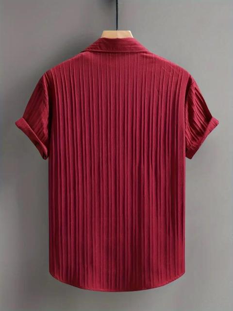 超お買い得1190円★メンズ半袖ボタンアップシャツ - ブラック縦ストライプポリエステル生地 USAサイズM(日本サイズXL相当) < 男性ファッション  超お買い得1190円★メンズ半袖ボタンアップシャツ - ブラック縦ストライプポリエステル生地 USAサイズM(日本サイズXL相当) < 男性ファッションの