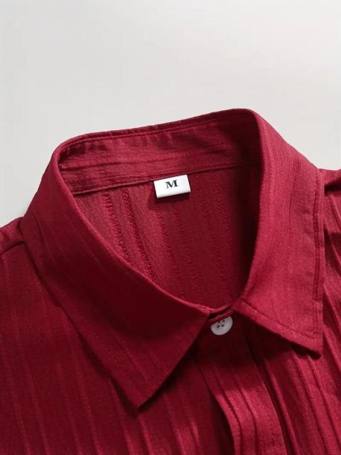 超お買い得1190円★メンズ半袖ボタンアップシャツ - ブラック縦ストライプポリエステル生地 USAサイズM(日本サイズXL相当) < 男性ファッション  超お買い得1190円★メンズ半袖ボタンアップシャツ - ブラック縦ストライプポリエステル生地 USAサイズM(日本サイズXL相当) < 男性ファッションの