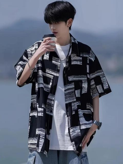 超お買い得1890円★メンズシャツ 香港スタイル ラペル ストライプ カジュアル ルーズ 半袖シャツ 夏日本サイズ L ホワイト < 男性ファッション  超お買い得1890円★メンズシャツ 香港スタイル ラペル ストライプ カジュアル ルーズ 半袖シャツ 夏日本サイズ L ホワイト < 男性ファッションの