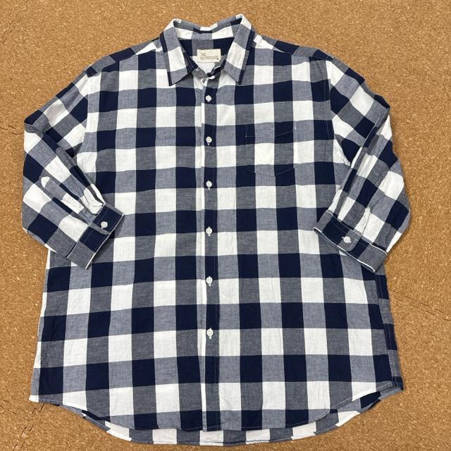 2L 5分袖シャツ チェック柄 ブルー×白 CANTERBURY WOOD < 男性ファッション  2L 5分袖シャツ チェック柄 ブルー×白 CANTERBURY WOOD < 男性ファッションの
