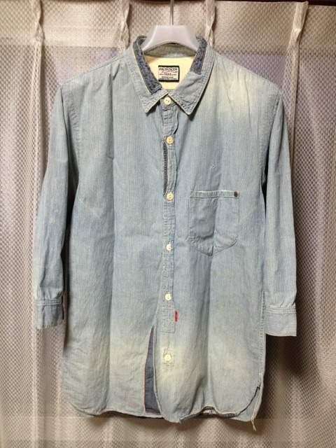 アナクロノーム ユーズド加工 七分袖シャツ Sサイズ00 青 デニムインディゴ RRL 長袖 < ブランド  アナクロノーム ユーズド加工 七分袖シャツ Sサイズ00 青 デニムインディゴ RRL 長袖  < ブランドの