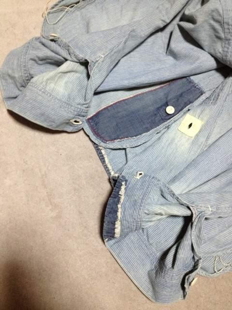 アナクロノーム ユーズド加工 七分袖シャツ Sサイズ00 青 デニムインディゴ RRL 長袖 < ブランド  アナクロノーム ユーズド加工 七分袖シャツ Sサイズ00 青 デニムインディゴ RRL 長袖 < ブランドの